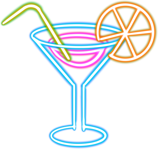 Y2K cocktail glowing desktop icon, juice neon sticker, neon figure, glowing figure, neon geometrical figures