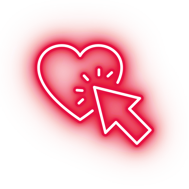 Neon red online dating icon